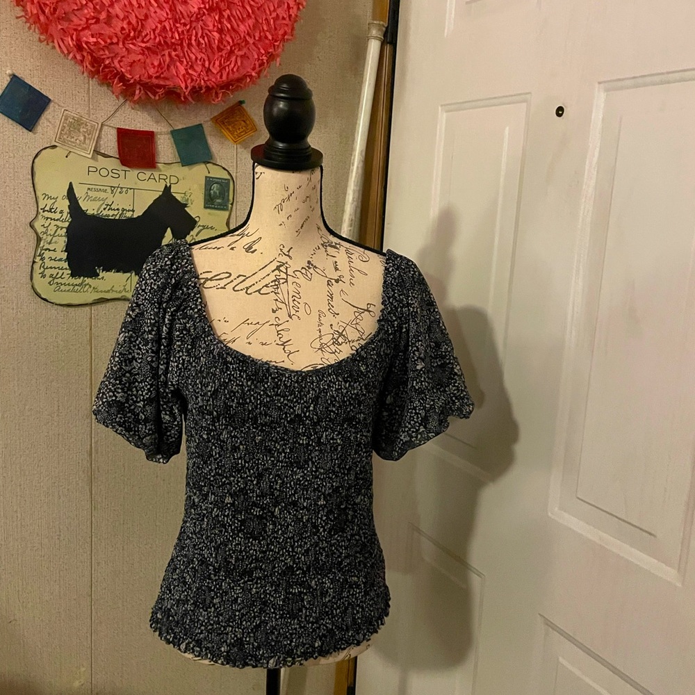 Anthropologie black and white blouse.